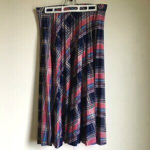 Vintage Koret Plaid Pink, Purple, Blue Accordion Pleated Midi Skirt